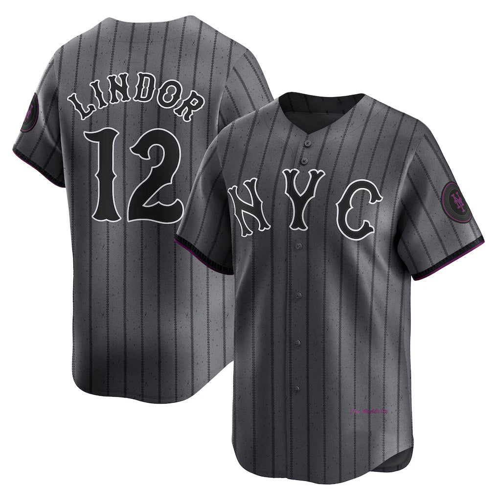 New York Mets #12 Francisco Lindor Gray Jereymy City Connect Limited Player Jersey
