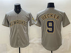Milwaukee Brewers #9 Bob Uecker Grey Jereymy Home Limited Stitched Jersey