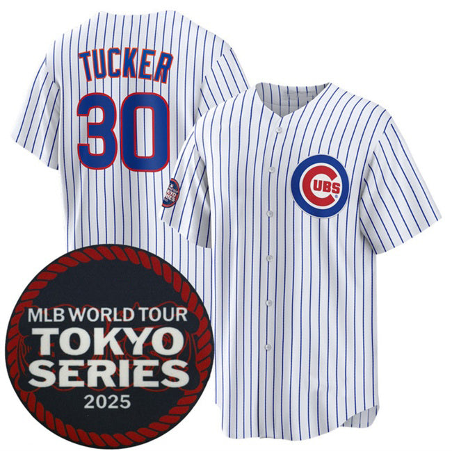 Chicago Cubs #30 Kyle Tucker White Jereymy 2025 World Tour Tokyo Series Home Stitched Jersey