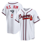 Atlanta Braves #7 Ha-Seong Kim Player White Jereymy USA 250 Fourth Of July Limited Home Game Stitched Jerseys