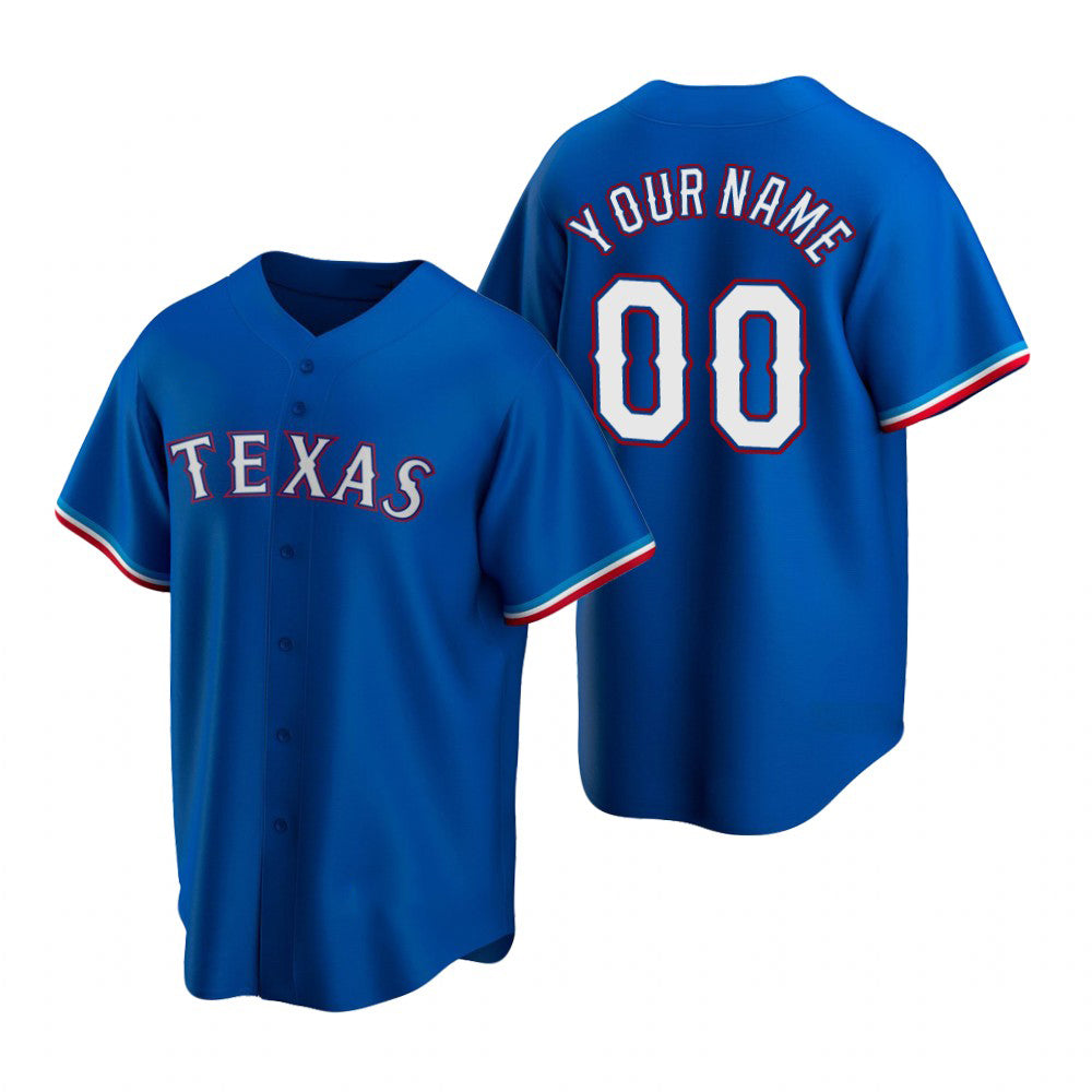 Custom Texas Rangers Royal Jereymy Stitched Cool Base Jersey