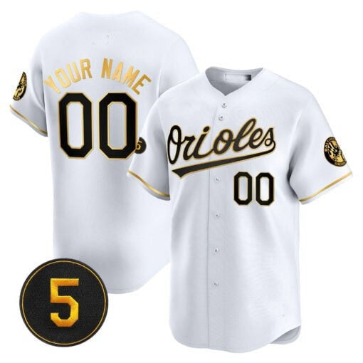 Custom Baltimore Orioles Robinson Patch Vapor Premier Limited Jersey ¨C White Gold Jereymy
