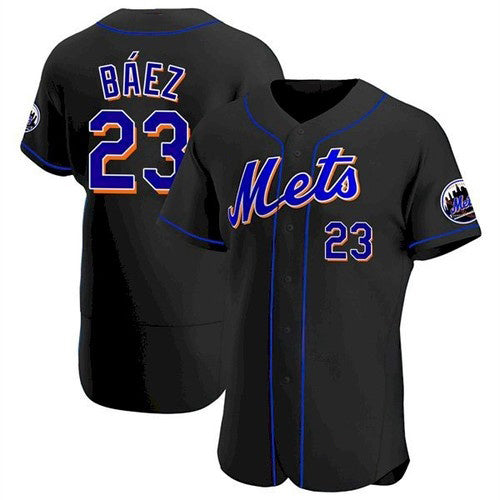 New York Mets #23 Javier Baez Black Jereymy Anthentic Jersey