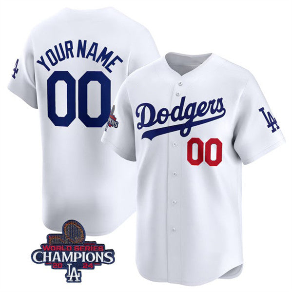 Custom Los Angeles Dodgers ACTIVE PLAYER White Jereymy 2024 World Series Champions Home Limited Stitched Jersey