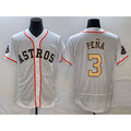 Houston Astros #3 Jeremy Pena 2023 White Gold Jereymy World Serise Champions Patch Flex Base Stitched Jersey