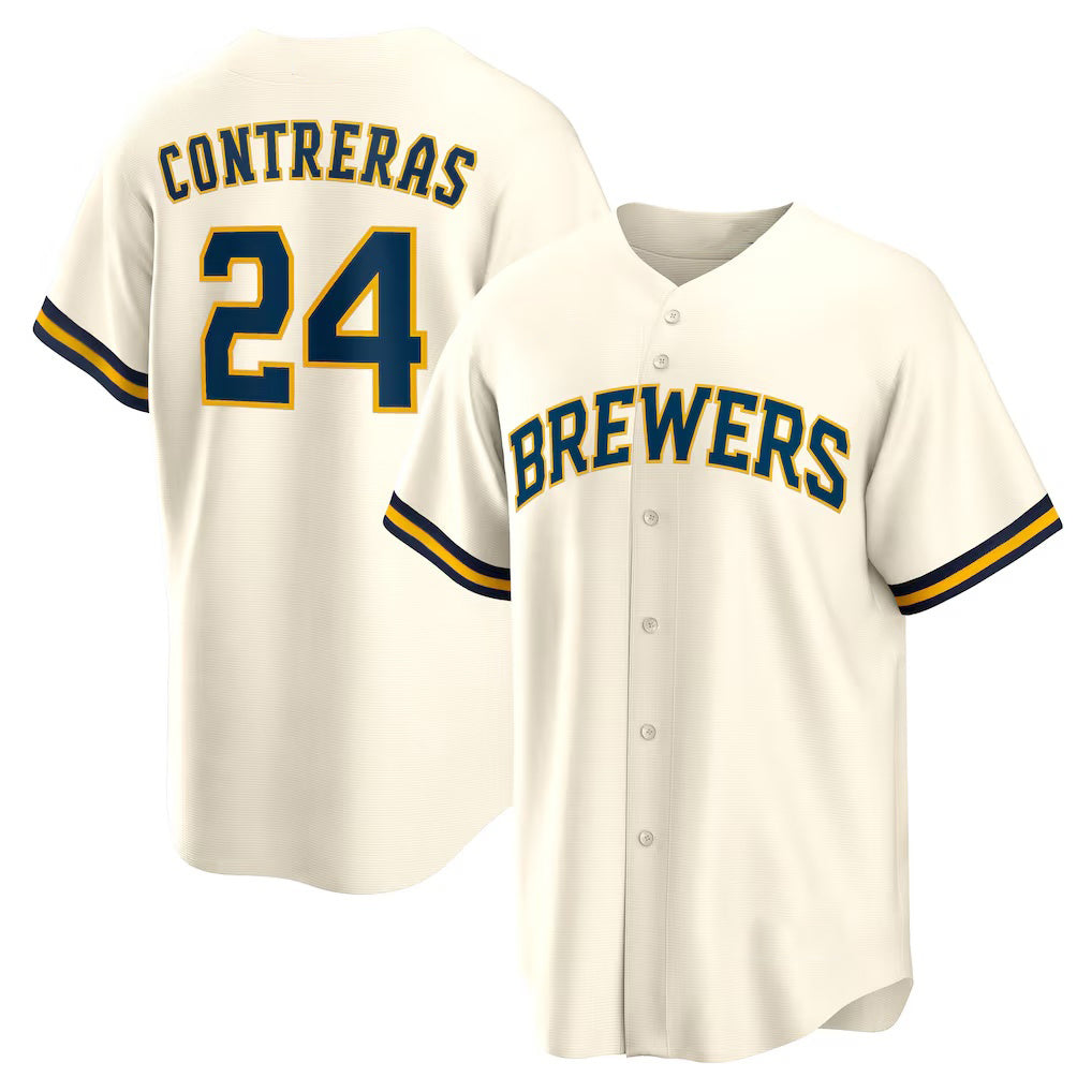 Milwaukee Brewers #24 William Contreras Cream Jereymy Home Replica Jersey