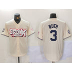 New York Yankees #3 Babe Ruth Cream Jereymy Limited Stitched Jersey 2