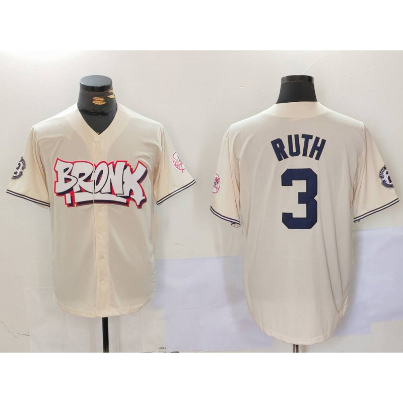 New York Yankees #3 Babe Ruth Cream Jereymy Limited Stitched Jersey 2