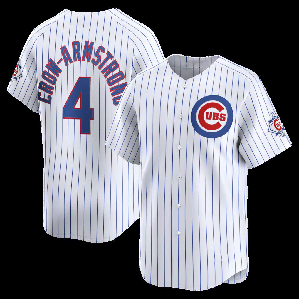 Chicago Cubs #4 Pete Crow-Armstrong White Jereymy 150th Anniversary Limited Jersey