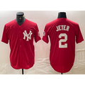 New York Yankees #2 Derek Jeter Red Jereymy Fashion Cool Base Jersey
