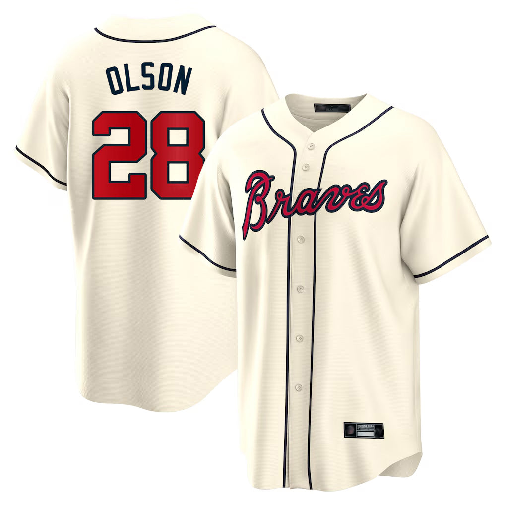 Atlanta Braves #28 Matt Olson Player Cream Jereymy Home Game Stitched Jerseys
