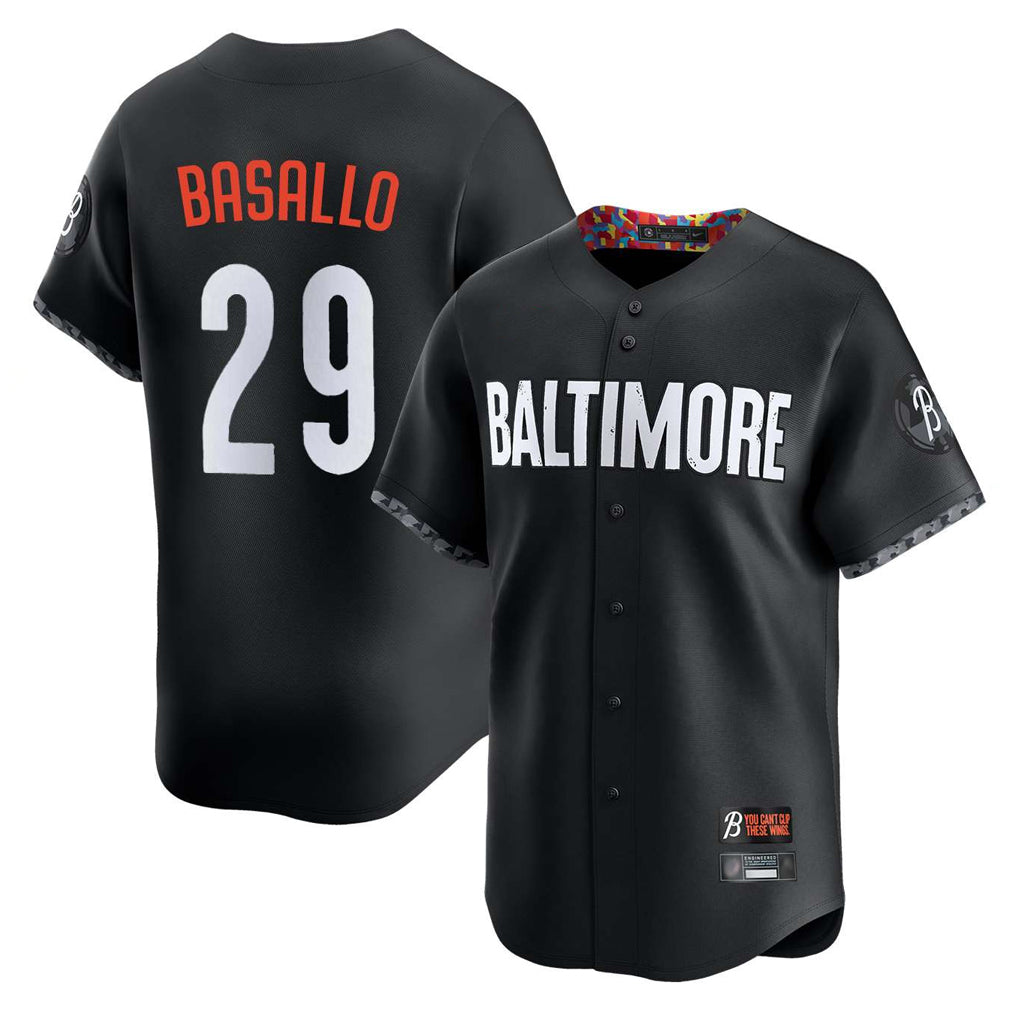 Baltimore Orioles #29 Samuel Basallo Player Black Jereymy City Connect Limited Home Game Stitched Jerseys