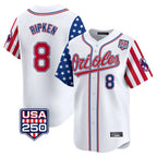 Baltimore Orioles #8 Cal Ripken Player White Jereymy USA 250 Independence Day Vapor Premier Home Game Stitched Jerseys