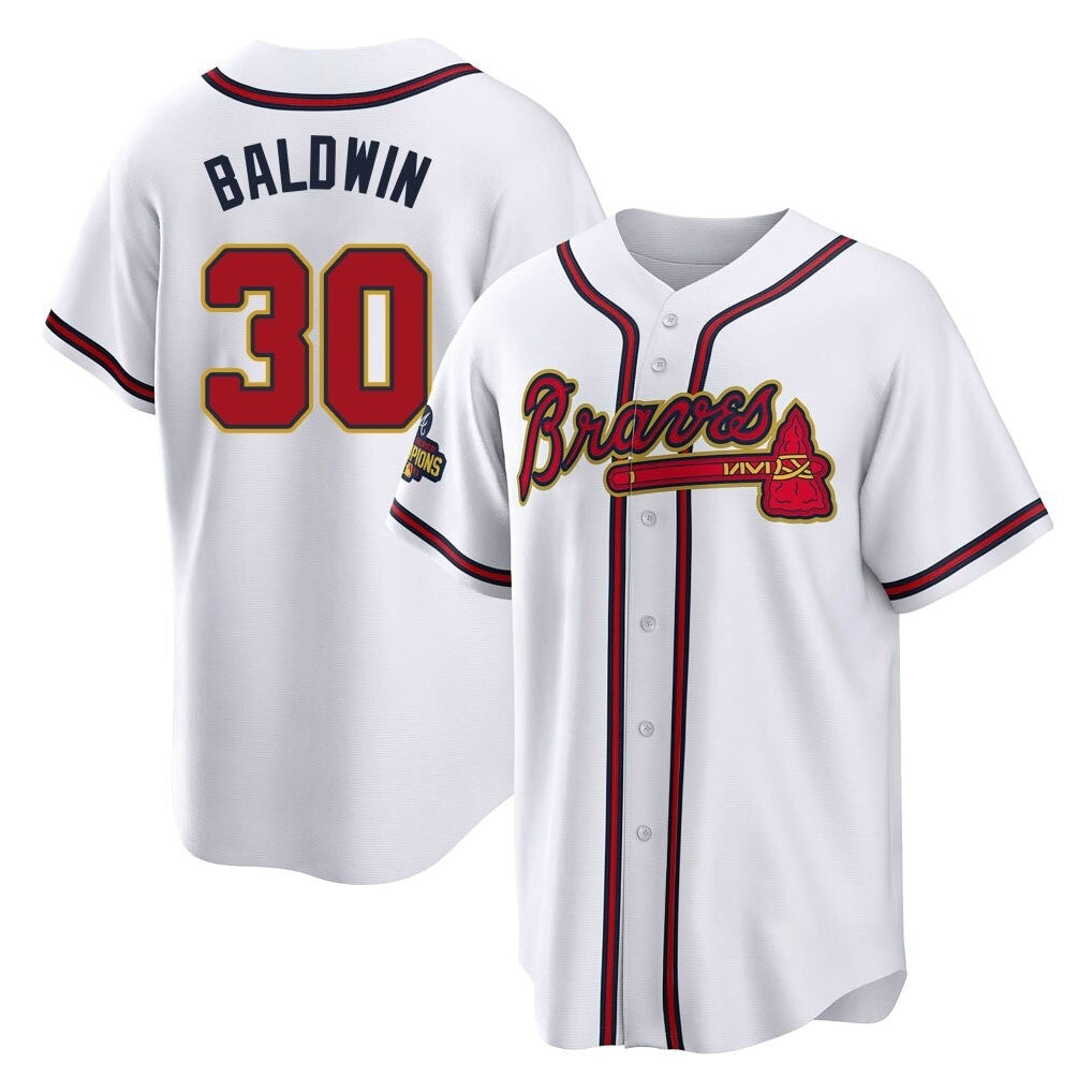 Atlanta Braves #30 Drake Baldwin Player White Gold Jereymy Home Game Stitched Jerseys