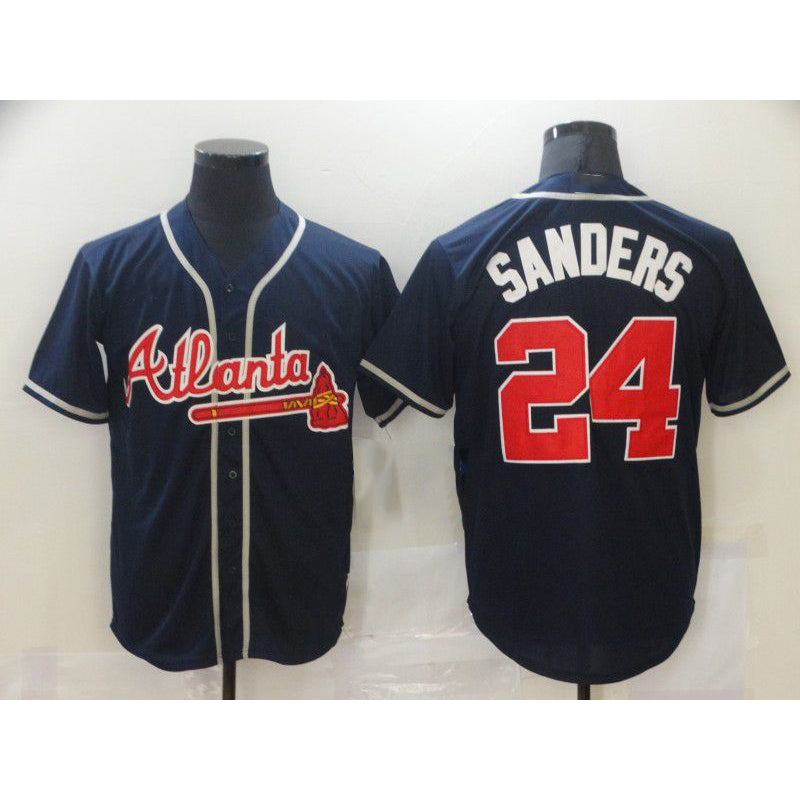 Atlanta Braves #24 Sanders Blue Jereymy Game Jerseys