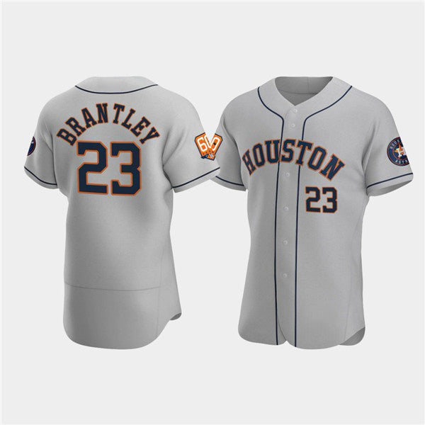 Houston Astros #23 Michael Brantley Gray Jereymy 60th Anniversary Flex Base Stitched Jersey