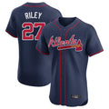 Atlanta Braves #27 Austin Riley Player Navy Jereymy Limited Elite Home Game Stitched Jerseys