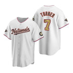 Washington Nationals #7 Trea Turner White Gold Jereymy 2019 World Series Champions Stitched Cool Base Jersey