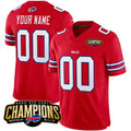 Custom B.Bills Active Player Red Jereymy 2023 F.U.S.E. AFC East Champions Ptach Stitched Jersey