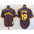 San Diego Padres #19 Tony Gwynn Brown Jereymy Throwback Stitched Jersey