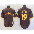 San Diego Padres #19 Tony Gwynn Brown Jereymy Throwback Stitched Jersey