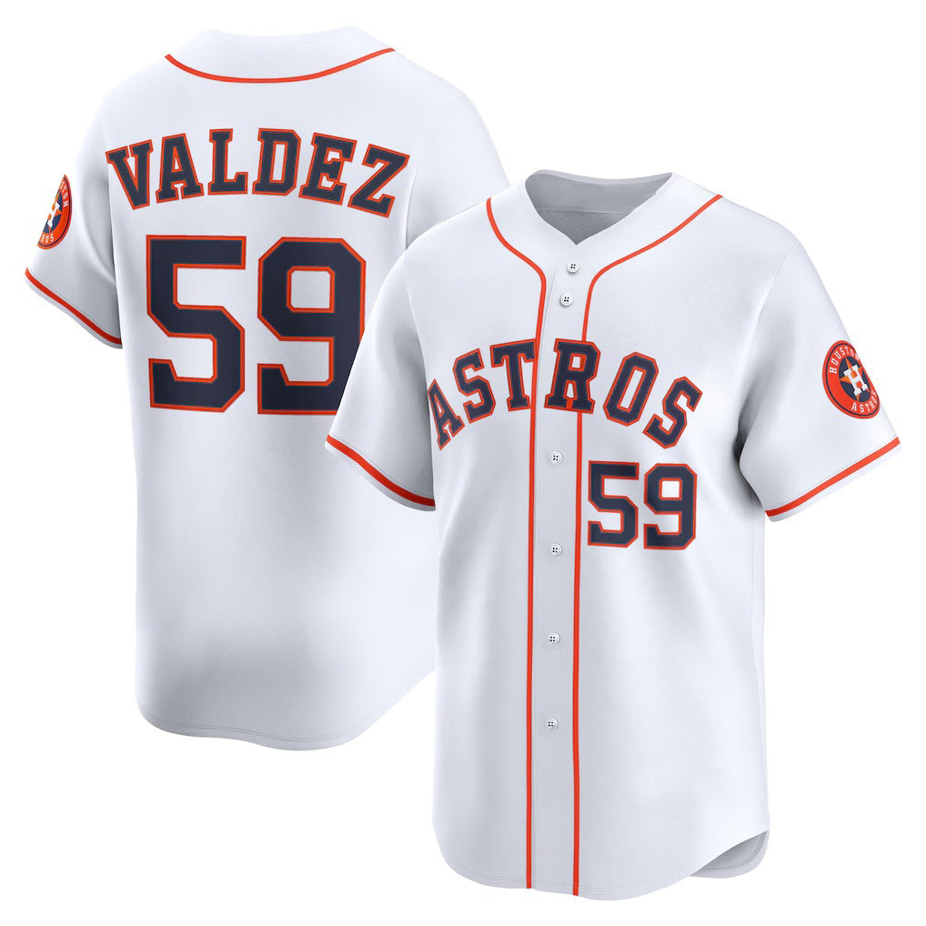 Houston Astros #59 Framber Valdez White Jereymy Home Limited Player Jersey