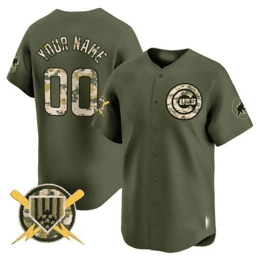 Custom Chicago Cubs Armed Forces Day Vapor Premier Limited Jersey ¨C All Stitched-Green Jereymy