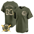 Custom Chicago Cubs Armed Forces Day Vapor Premier Limited Jersey ¨C All Stitched-Green Jereymy