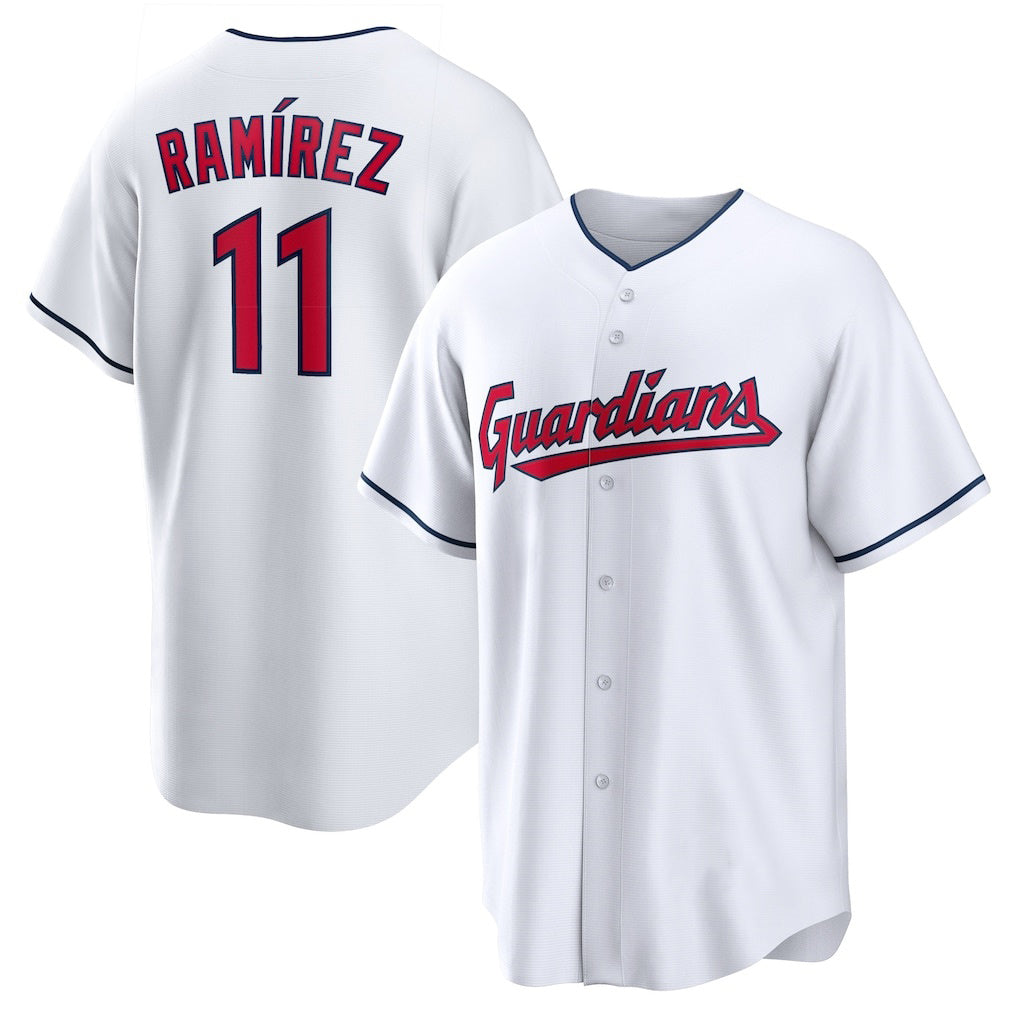 Cleveland Guardians #11 Jos¨¦ Ram¨ªrez White Jereymy Replica Player Jersey