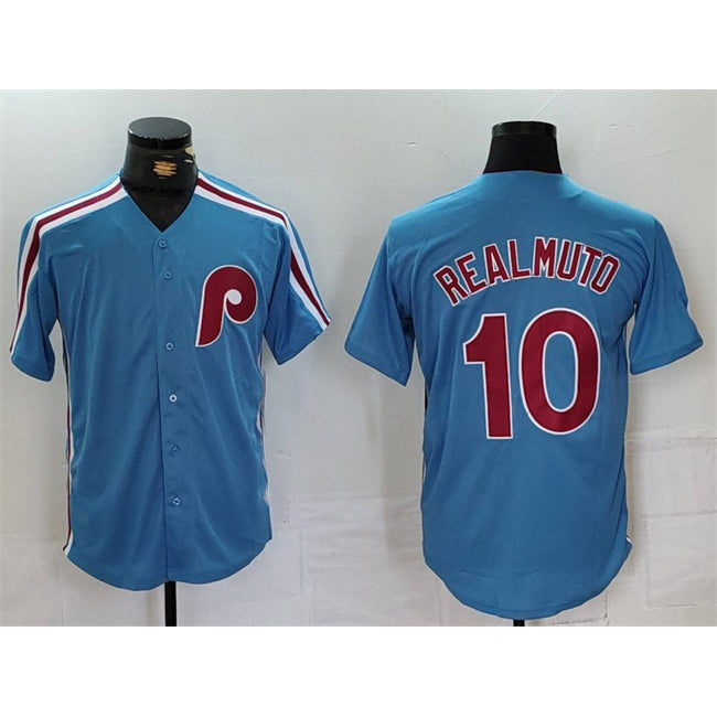 Philadelphia Phillies #10 J.T. Realmuto Blue Jereymy Cool Base Stitched Jersey