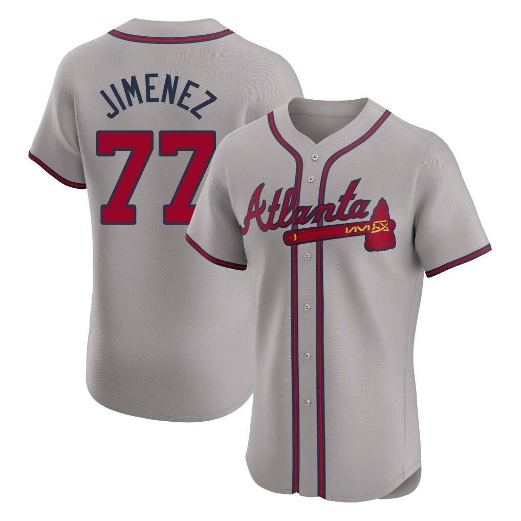 Atlanta Braves #77 Joe Jimenez Player Gray Jereymy Limited Elite Home Game Stitched Jerseys