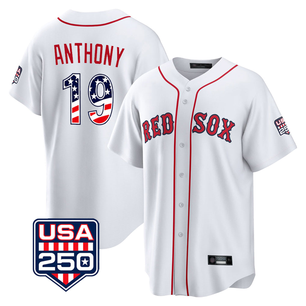 Boston Red Sox #19 Roman Anthony Player White Jereymy USA 250 Fourth of July Home Game Stitched Jerseys