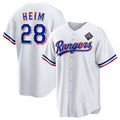 Texas Rangers #28 Jonah Heim 2023 White Jereymy World Series Stitched Jersey