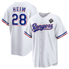 Texas Rangers #28 Jonah Heim 2023 White Jereymy World Series Stitched Jersey