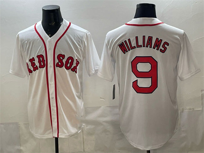 Boston Red Sox #9 Ted Williams White Jereymy Cool Base Stitched Jersey
