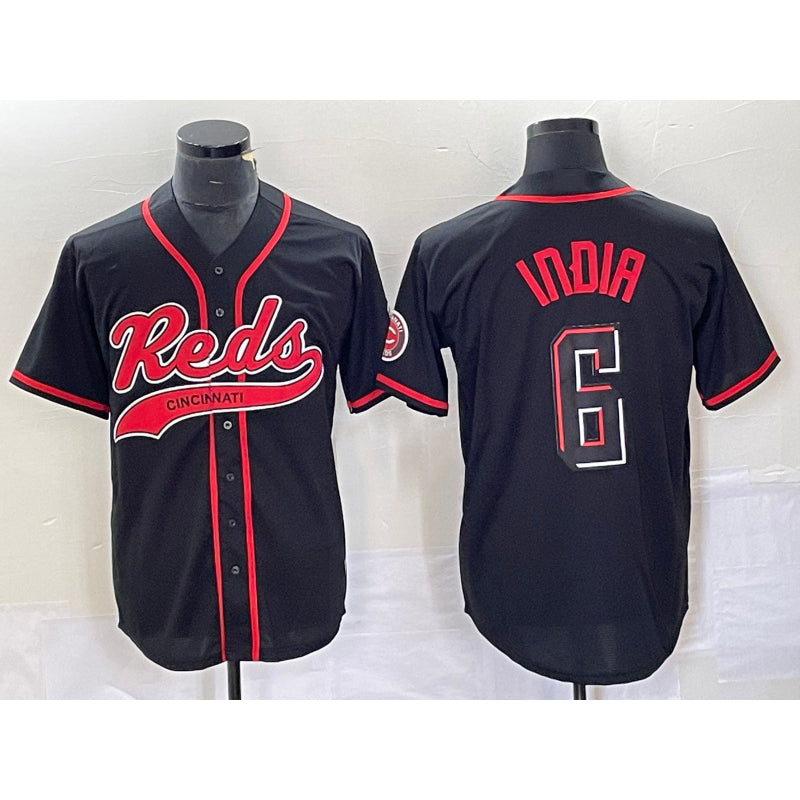 Cincinnati Reds #6 Jonathan India Black Jereymy 2023 City Connect With Patch Stitched Jersey