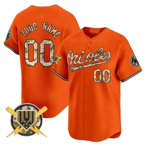 Custom Baltimore Orioles Armed Forces Day Vapor Premier Limited Jersey ¨C Orange Jereymy