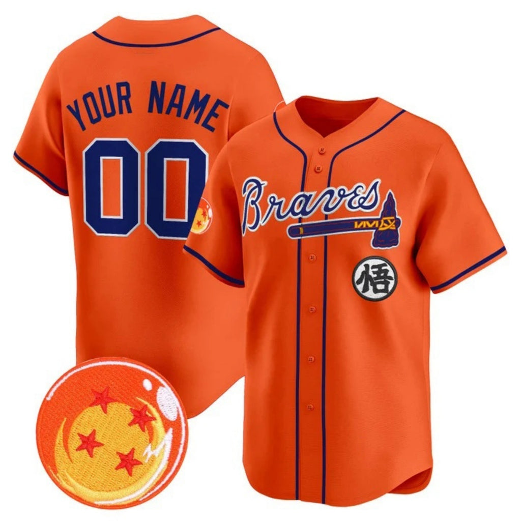 Custom Atlanta Braves x Dragon Ball Orange Jereymy Vapor Premier Limited Jersey - All Stitched