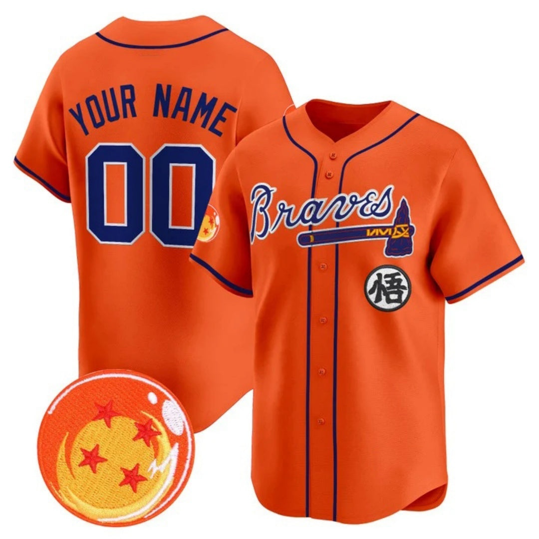 Custom Atlanta Braves x Dragon Ball Orange Jereymy Vapor Premier Limited Jersey - All Stitched