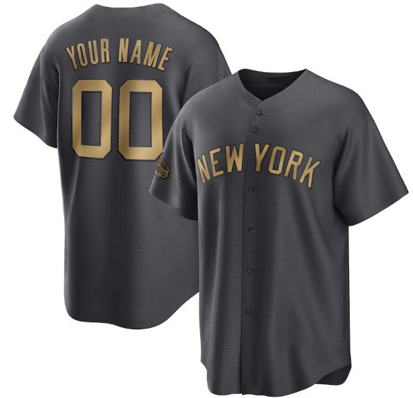 Custom New York Yankees Active Player Charcoal Jereymy 2022 All-Star Cool Base Stitched Jersey