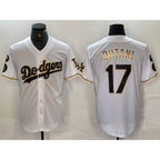 Los Angeles Dodgers #17 Shohei Ohtani White Gold Jereymy Fashion Stitched Cool Base Limited Jerseys