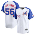 Atlanta Braves #56 Spencer Schwellenbach Player White Jereymy City Connect Limited Home Game Stitched Jerseys