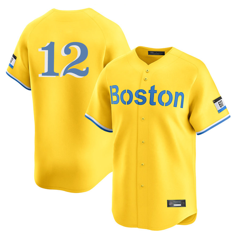 Boston Red Sox #12 Connor Wong Player Yellow Jereymy Limited Home Game Stitched Jerseys1