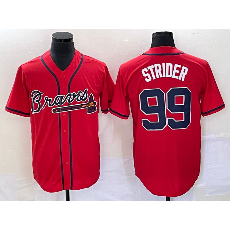 Atlanta Braves #99 Spencer Strider Red Jereymy Cool Base Stitched Jersey