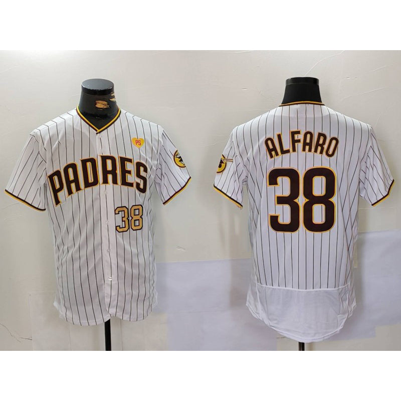 San Diego Padres #38 Jorge Alfaro White Jereymy With PS Patch Stitched Flex Base Jerseys
