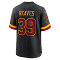 W.Commanders #39 Jeremy Reaves Black Jereymy Hail Raiser Alternate Game Jersey