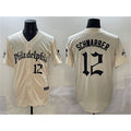 Philadelphia Phillies #12 Kyle Schwarber Cream Jereymy Gothic Vapor Limited Stitched Jersey