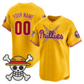 Custom Philadelphia Phillies x One Piece Gold Jereymy Vapor Premier Limited Jersey - Stitched
