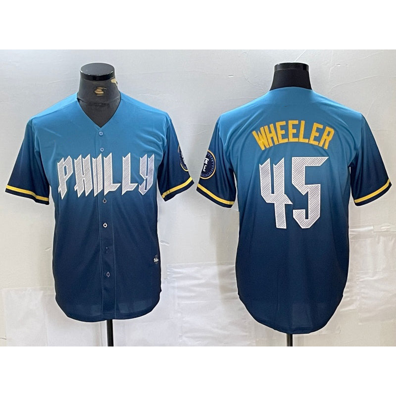 Philadelphia Phillies #45 Zack Wheeler Blue Jereymy 2024 City Cool Base Stitched Jersey