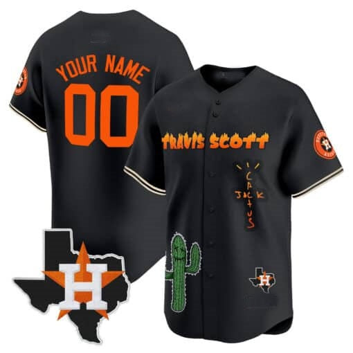 Custom Houston Astros Cactus Jack Patch Vapor Premier Limited Jersey V9 ¨C Black Jereymy